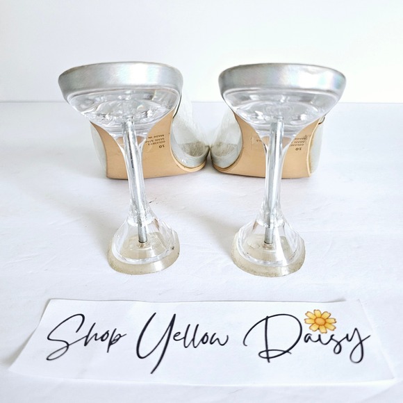 Fashion Nova Eiffel Heel Glass Slipper Transparent Silver Womens Sz 10 - Sh658.2 - Picture 4 of 9